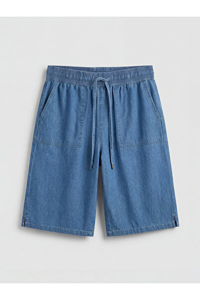 LC Waikiki Blue Elastic Waist Women's Jean Shorts