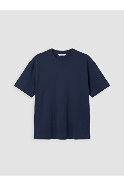LC Waikiki Navy Blue Cotton Loose Fit Basic Soft Touch T-Shirt