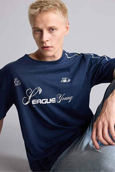 DeFacto Boxy Fit Crew Neck Slogan Printed Short Sleeve T-Shirt H7478Ax26Hs