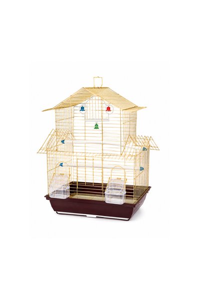 Dayang Gold Bird Cage House Design with Perches Feeding Cups Bell Swing Toy for Canary Budgie Finch