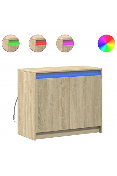 vidaxl Dulap cu LED, stejar sonoma, 72x34x61 cm, lemn prelucrat