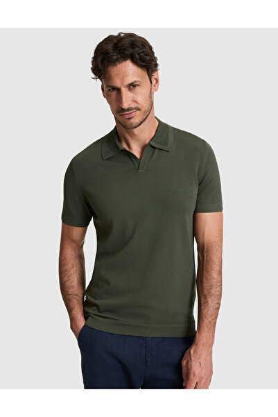 Pierre Cardin Khaki Slim Fit Apaş Collar Knitwear T-Shirt 50324073-Vr027