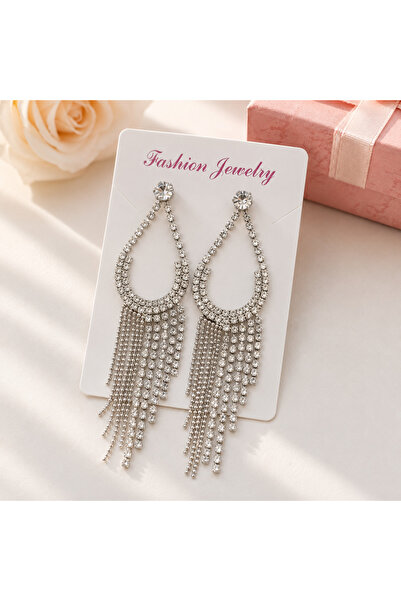 GlaMLo Accessories Дълги обеци с блестящи кристали