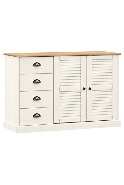 vidaxl Servantă cu sertare VIGO, 113x40x75 cm, alb, lemn masiv de pin