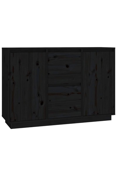 vidaxl Servantă, negru, 111x34x75 cm, lemn masiv de pin