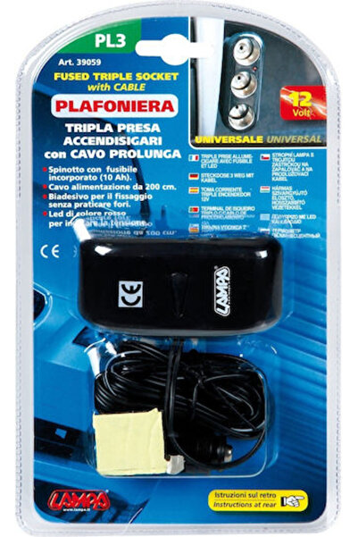 Lampa PL3 Φορτιστής Αυτοκινήτου 10Α με Θύρες: 3xLighter με ενσωματωμένο καλώδ...