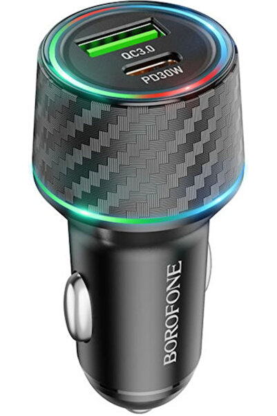 Borofone Φορτιστής αυτοκινήτου 48W 3A με θύρες: 1xUSB 1xType-C Μαύρο Κωδικός ...