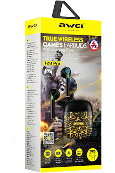 AWEI T28 Pro Ενδοωτικά Ακουστικά Bluetooth Handsfree με Θήκη Φόρτισης Μαύρο κ...