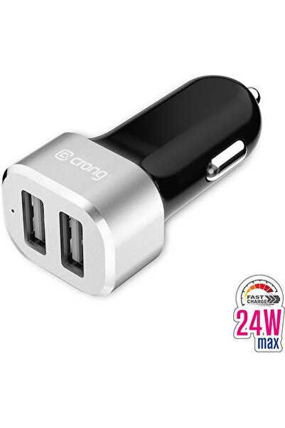 Crong Încărcător auto 24W 2.4A cu porturi: 2xUSB Culoare gri Cod: CRG-PWRC-US...
