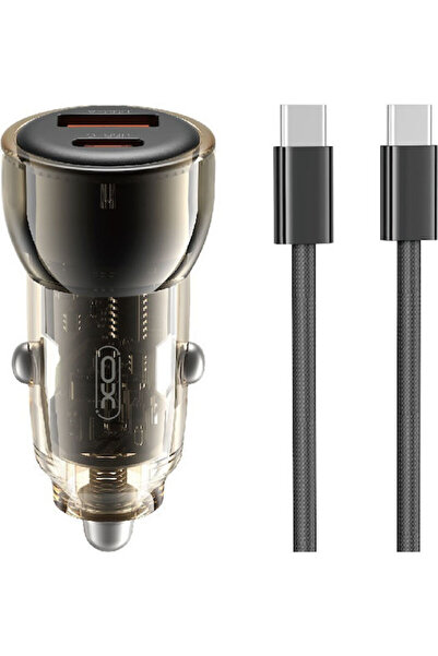 Xo Φορτιστής Αυτοκινήτου CC60 60W 3A με Θύρες: 1xUSB 1xType-C με Καλώδιο Type-C