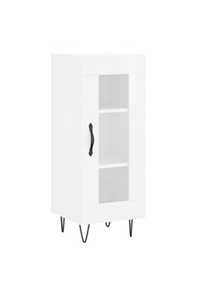 vidaxl Servantă, alb extralucios, 34,5x34x90 cm, lemn compozit