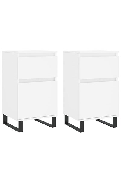 vidaxl Servante, 2 buc., alb, 40x35x70 cm, lemn prelucrat