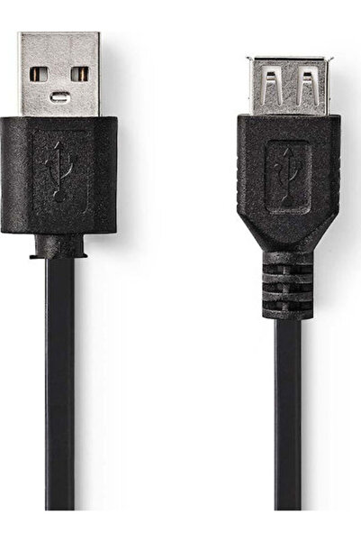 Nedis Καλώδιο USB 2.0 2μ, Αρσενικό Α σε Θηλυκό Α (CCGB60010BK20)