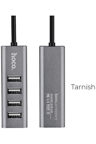 hoco. Hoco USB 2.0 Hub 4 θυρών με σύνδεση USB-A Γκρι Κωδικός: HC-HB1A