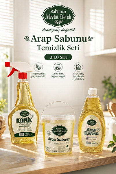 Sabuncu Mevlüt Efendi Arap Sabunu Temizlik Seti, Leke Çıkarıcı, Yağ Çözücü Et...