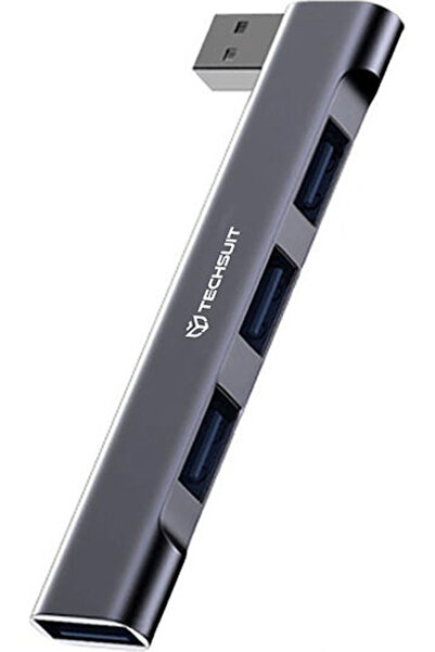 Techsuit Διανομέας USB 4 Θυρών USB 2.0 με σύνδεση USB-A Γκρι Κωδικός: HUB015;H14