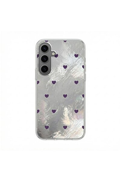Zebana Samsung Galaxy S26 Uyumlu Kılıf Pink Heart Silikon Kılıf Lila