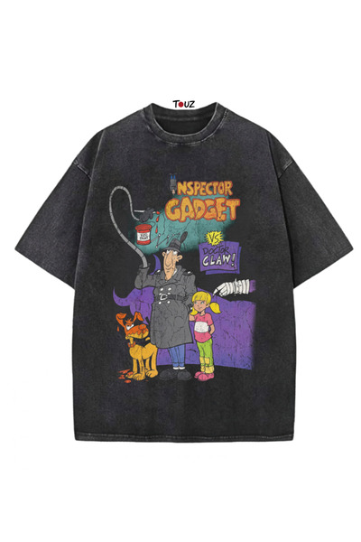 Toum Vintage Inspector Gadget Printed Retro Unisex Oversize T-Shirt