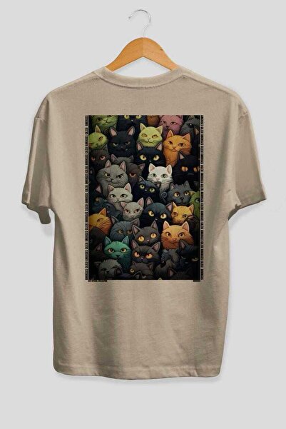 Ankhises Tricou oversize bej cu imprimeu Cat For Cat Lovers 100% bumbac, unis...