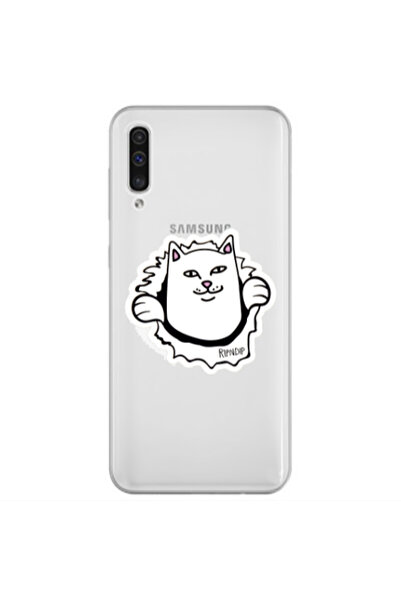 Other Samsung A70 White cat Transparent Silicone TPU Θήκη