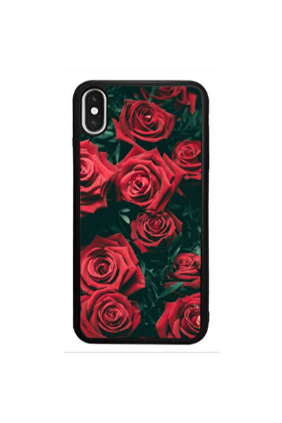 Other Apple iPhone Xs Red Roses Black Glossy Θήκη