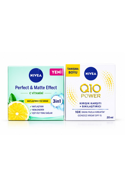 NIVEA Matlaştırıcı Yüz kremi & Q10 Power Kırışık Karşıtı +Sıkılaştırıcı Gündü...