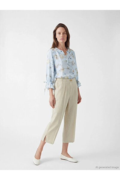 LC Waikiki Beige Women's Capri Pants with Elastic Waist