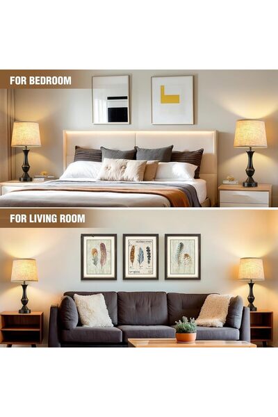 sharpdo Simple and innovative American table lamp for warm decor, touch-operated USB charging, LED bedside lamp for bedroom, set of two pieces