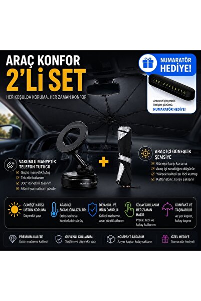 Pixue 2’li Profesyonel Araç Içi Sürüş ve Koruma Seti (Güneşlik Şemsiyesi + Te...