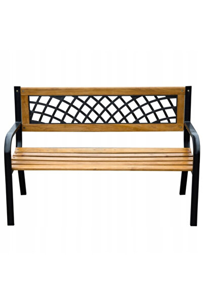 SERSIMO Garden bench made of wood and cast iron, 120x53x73 cm, brown/black