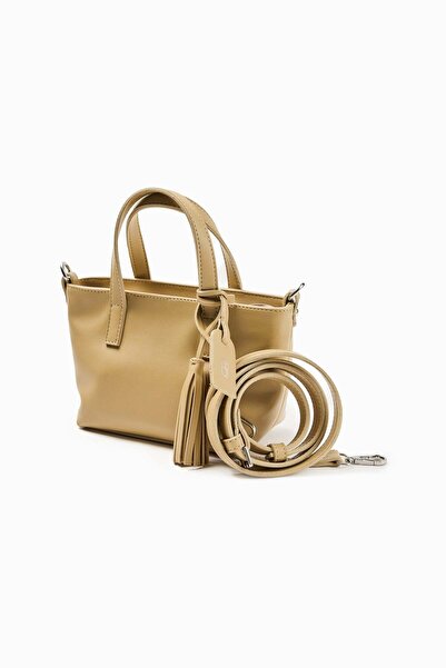 Molene Yağ Yeşili Püskül Detaylı Mini Tote Çanta