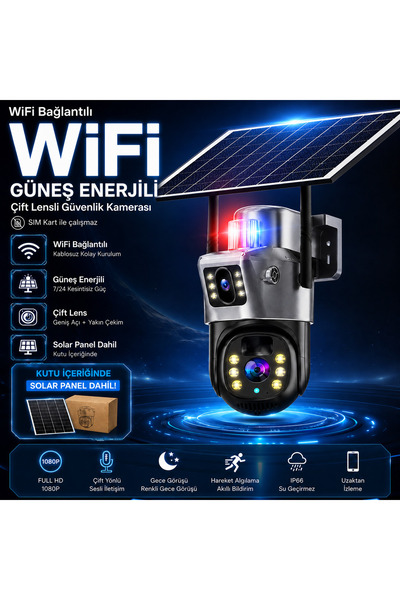 Dobest 6MP Solar WiFi Çift Lens PTZ Güvenlik Kamerası | 360° Uzaktan Kontrol,...