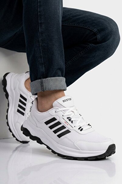 Best Of White Black Mesh Lace-Up Men's Sports Shoes