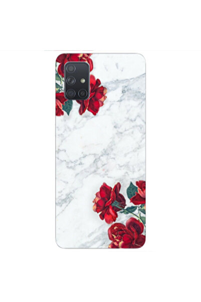 Other Samsung A71 red roses marble Transparent Silicone TPU Θήκη