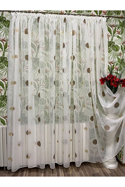 Liz Line Perdea brodata mecanic, culoare alb/mov, 400x245cm, din colectia Esf...