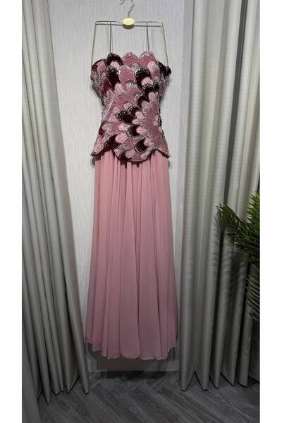 Jood Women's Evening Dress with Embossed Embroidery
