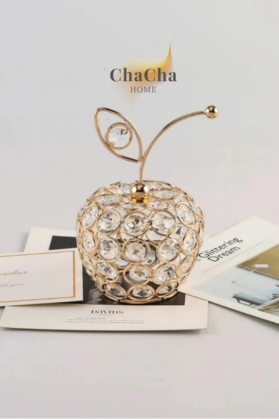 ChaCha Home Kristal Taşlı Elma Dekoratif Obje Salon ve Konsol Aksesuarı