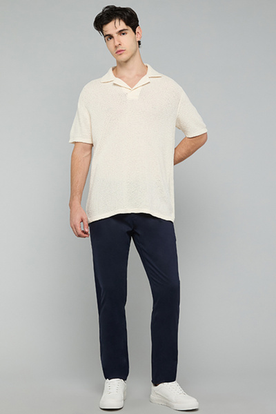 R&B Textured Polo T-Shirt with Short Sleeves