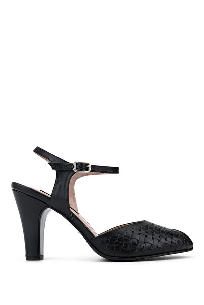Tamer Tanca Women's Genuine Leather Black Heeled Shoes
