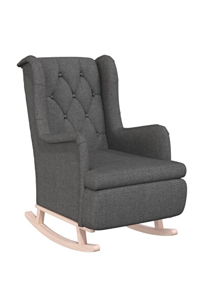 vidaxl Rocking armchair with dark grey rubberwood legs and fabric