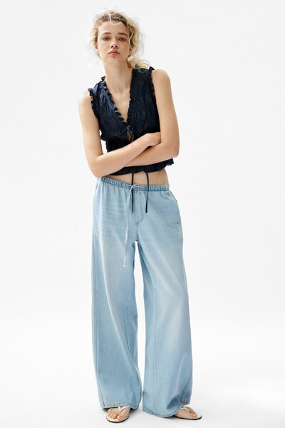 H&M Büzgü Bağlı Kot Pantolon