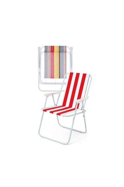Bsr Scaun pentru camping/plaja, pliabil, cu cotiere, aluminiu+plastic, multic...