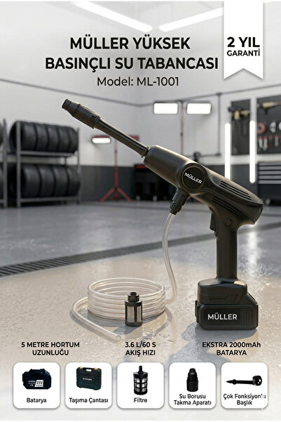 Pro Müller Alman 21 V Kömürsüz Motor Çift Akülü Şarjlı Yüksek Basınçlı Oto Ar...