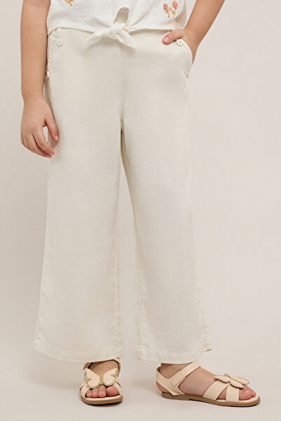 R&B Solid Wide Leg Pants with Elastic Waist
