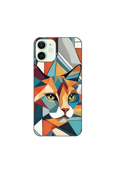 OEM Husa compatibila cu Apple iPhone 12 Mini Silicon Gel Tpu Model Cubic Cat Art