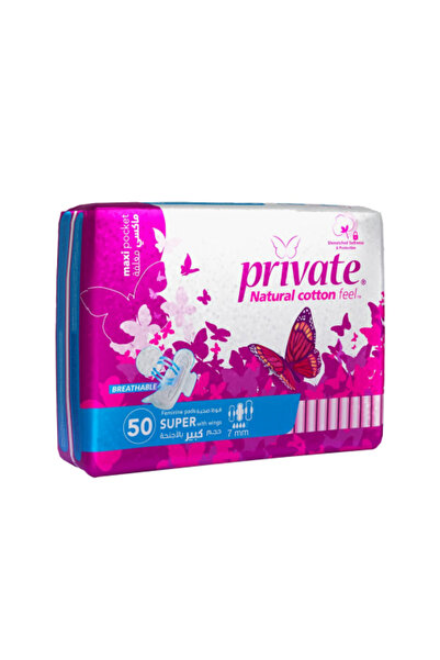 PRİVATE Maxi Super Feminine Sanitary Pads With Wings 50 Pcs