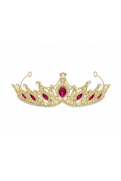 OEM Gold tiara with fuchsia marquise crystals - bold design