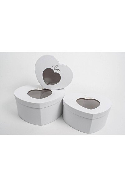 OEM Cutii Din Carton Inima Cu Fereastra Alb 3/Set