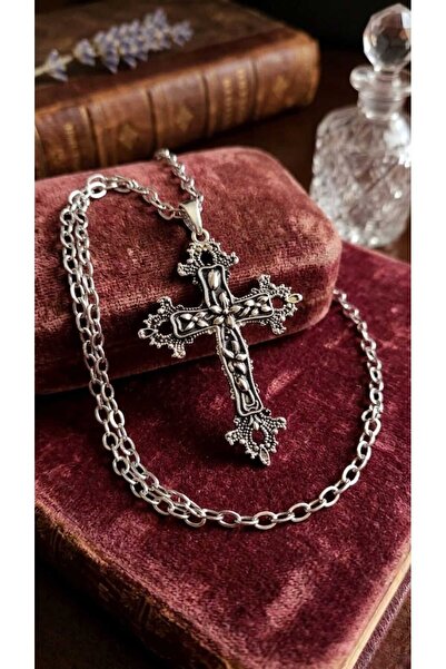 Corvus kolye&bileklik Gotik Floral Cross Necklace Y2k Moda Tasarım Kolye