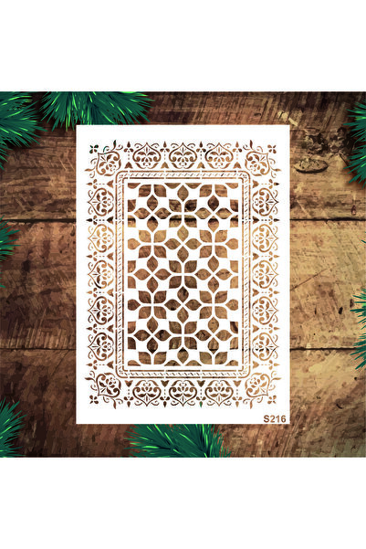 STENCİLTASARIM Stencil Tasarım S216 Kilim Duvar Ahşap Cam Kumaş Boyama Şablonu